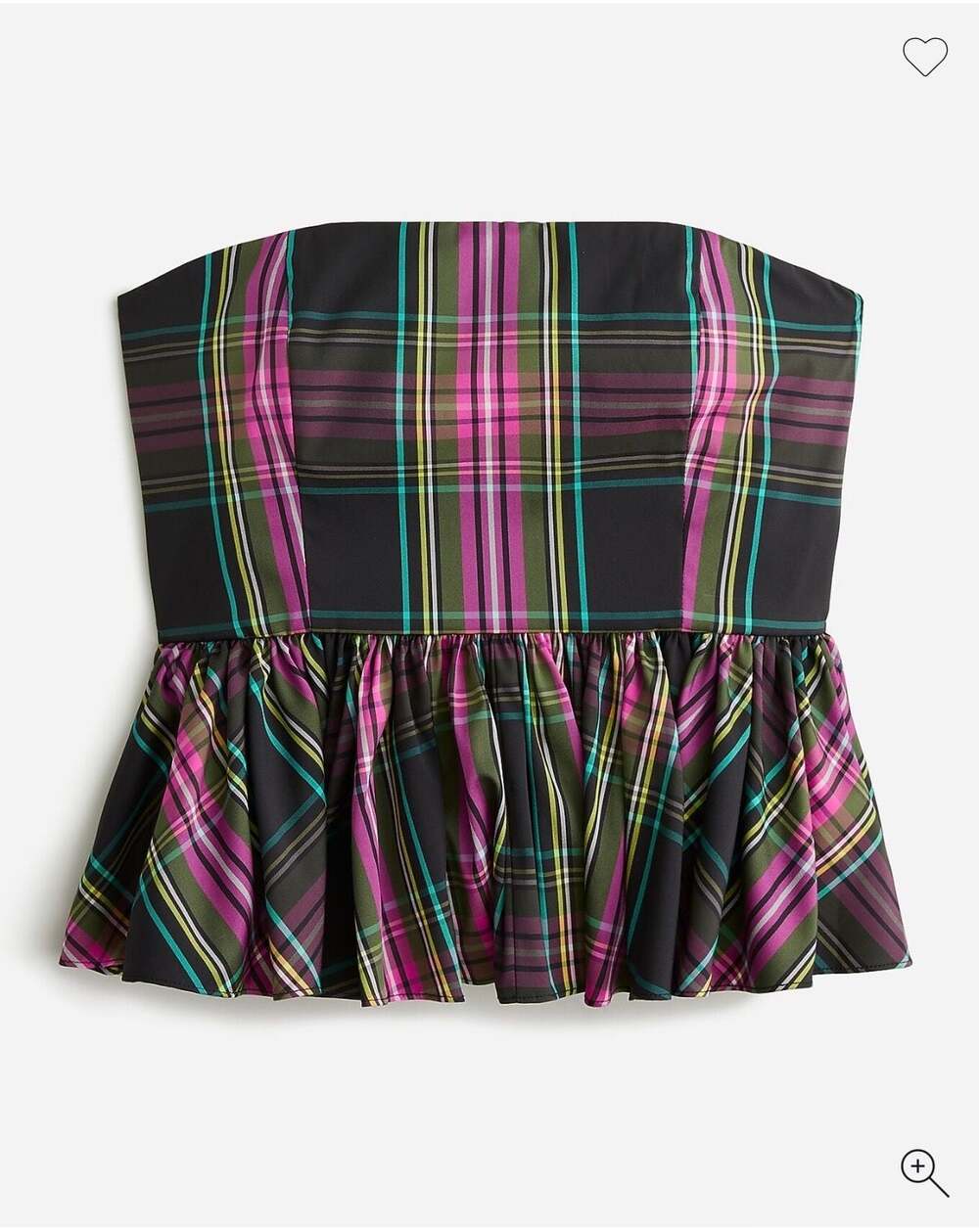 J.Crew Strapless Peplum Top in Multi Plaid Taffeta BN145 Size 6